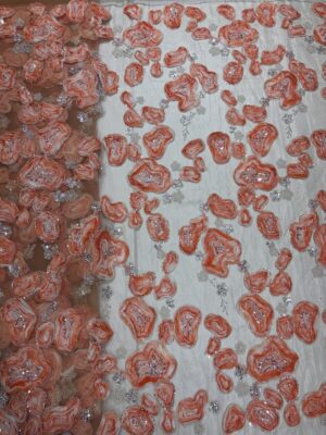 Ribbon Patchwork with sequins & cutdana on Net Fabric