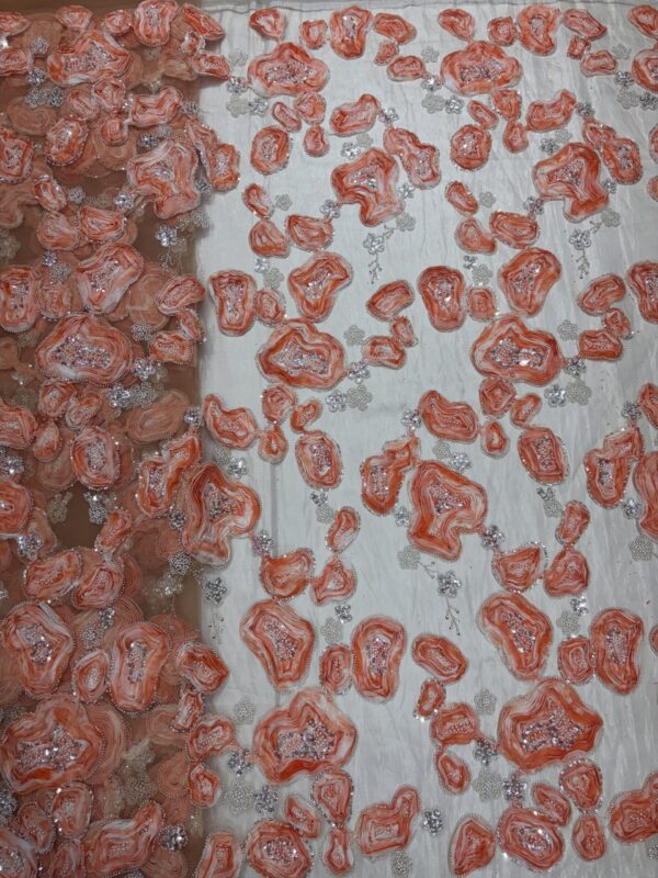 Ribbon Patchwork with sequins & cutdana on Net Fabric