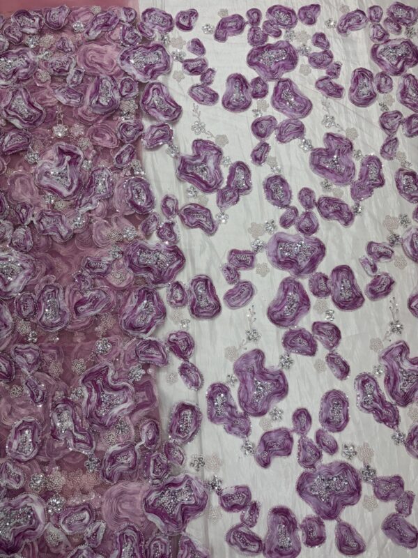 Ribbon Patchwork with sequins & cutdana on Net Fabric