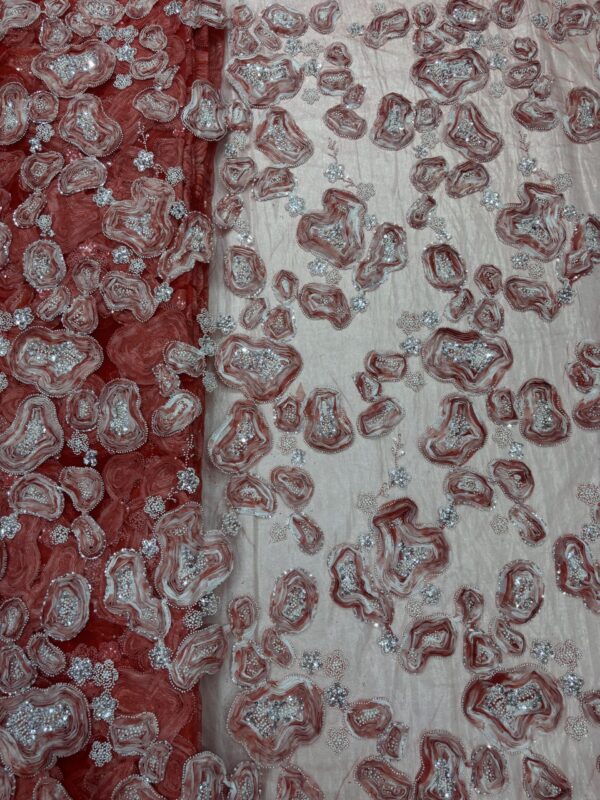 Ribbon Patchwork with sequins & cutdana on Net Fabric