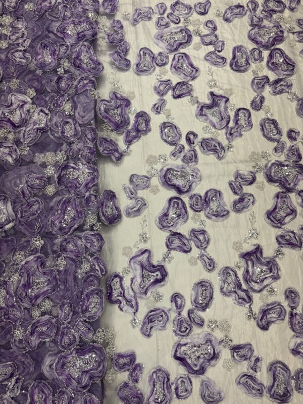 Ribbon Patchwork with sequins & cutdana on Net Fabric