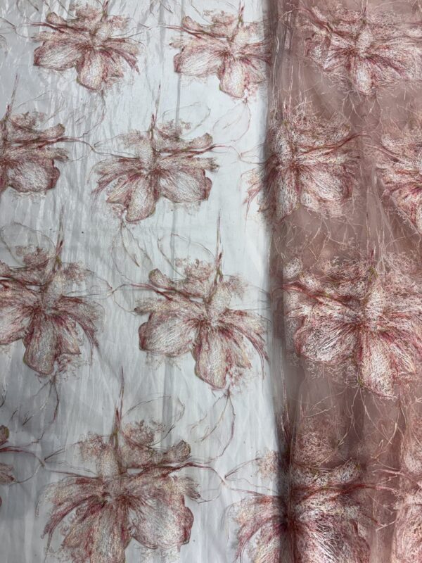 All over Floral thread Patch work on Net Fabric