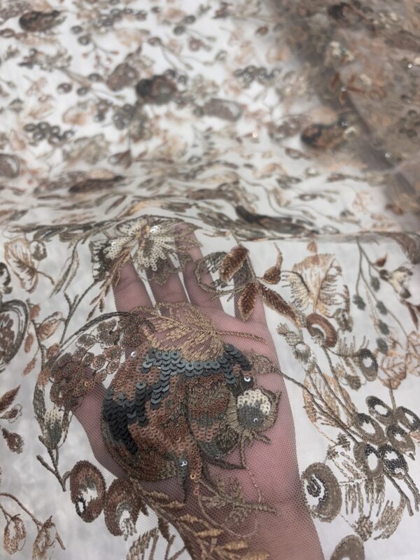 Embroidery work with sequins & cutdana on Net Fabric