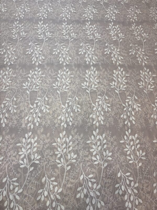 Cotton Chanderi Fabric with embroidery leaf detailing