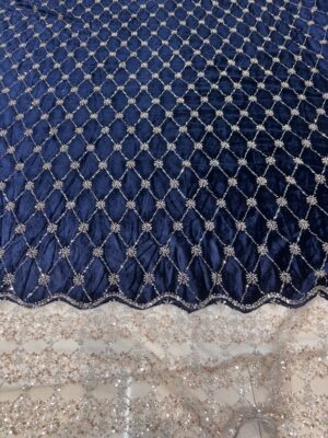 Sequins & Cutdana on Velvet Fabric with heavy work Net Daman