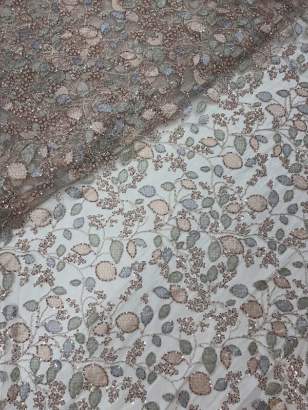 Digital Print patchwork with sequins & cutdana on Net Fabric