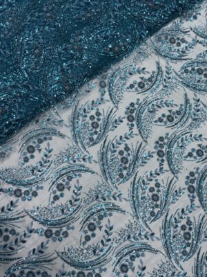 Sequins, cutdana & ricedana on Net Fabric