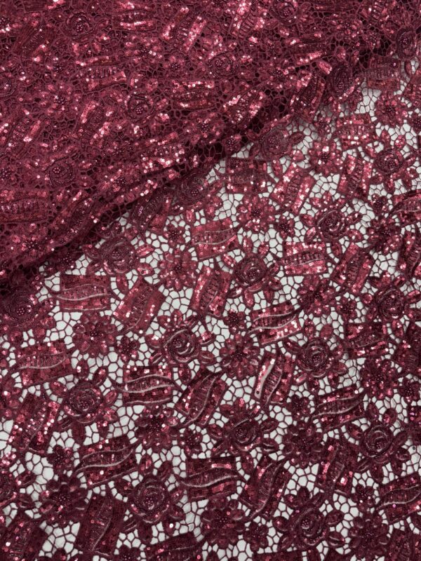 Embroidery handwork with sequins & moti on Cutwork material