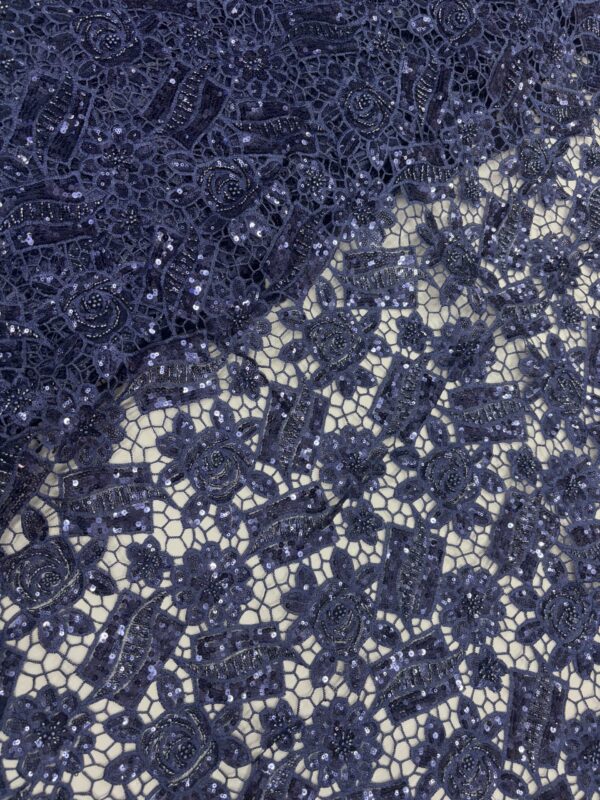 Embroidery handwork with sequins & moti on Cutwork material