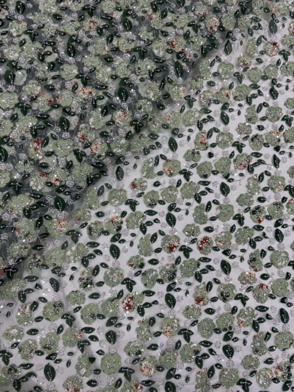 Digital Print patchwork with sequins & cutdana on Net Fabric