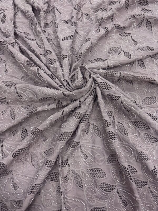 Hacoba style crochet with cutdana on Poly-Cotton Material