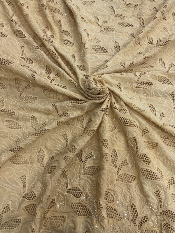 Hacoba style crochet with cutdana on Poly-Cotton Material