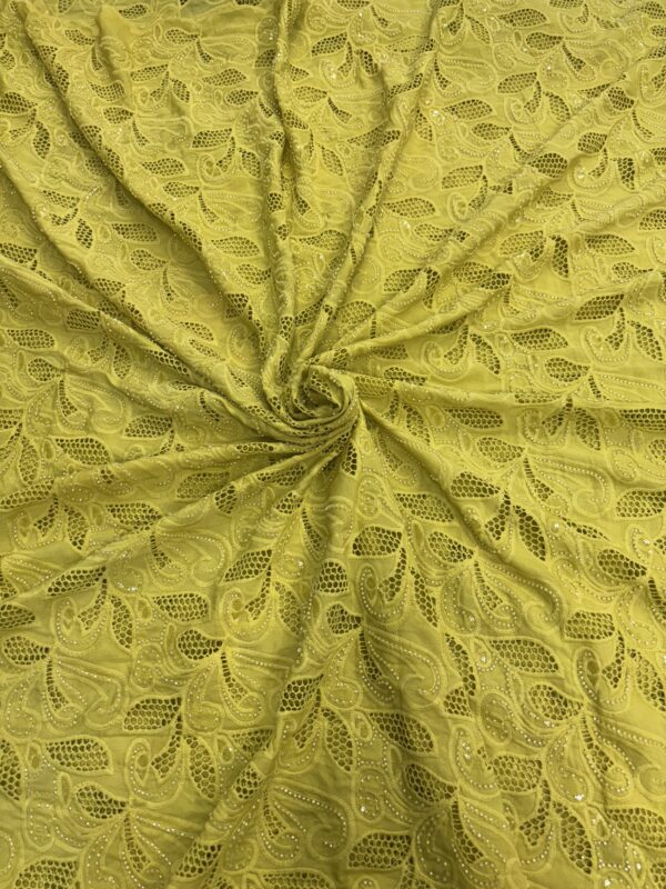 Hacoba style crochet with cutdana on Poly-Cotton Material