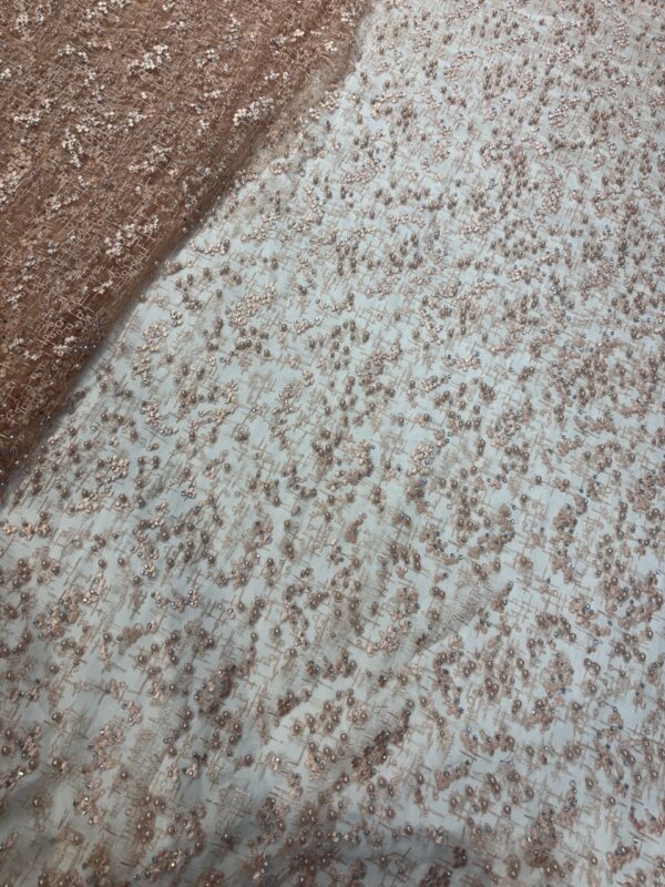 Embroidery, pearls & moti on Net Fabric