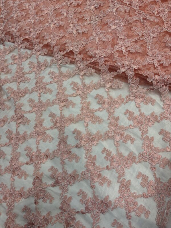 Embroidered checks pattern on Net Fabric