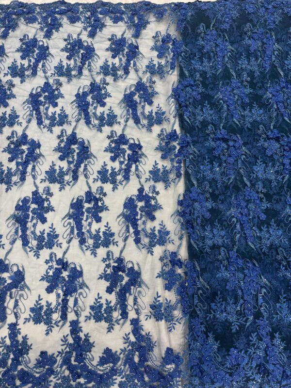 Applique work with embroidery, sequins & cutdana on Net Fabric