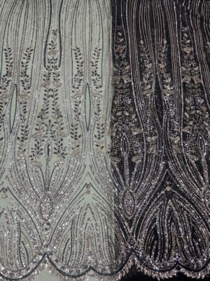 Sequins & cutdana with Daman on Net Fabric