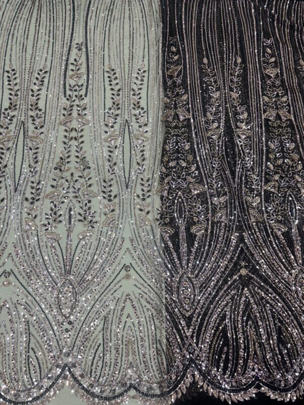 Sequins & cutdana with Daman on Net Fabric