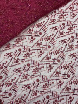 Sequins, cutdana & ricedana on Net Fabric