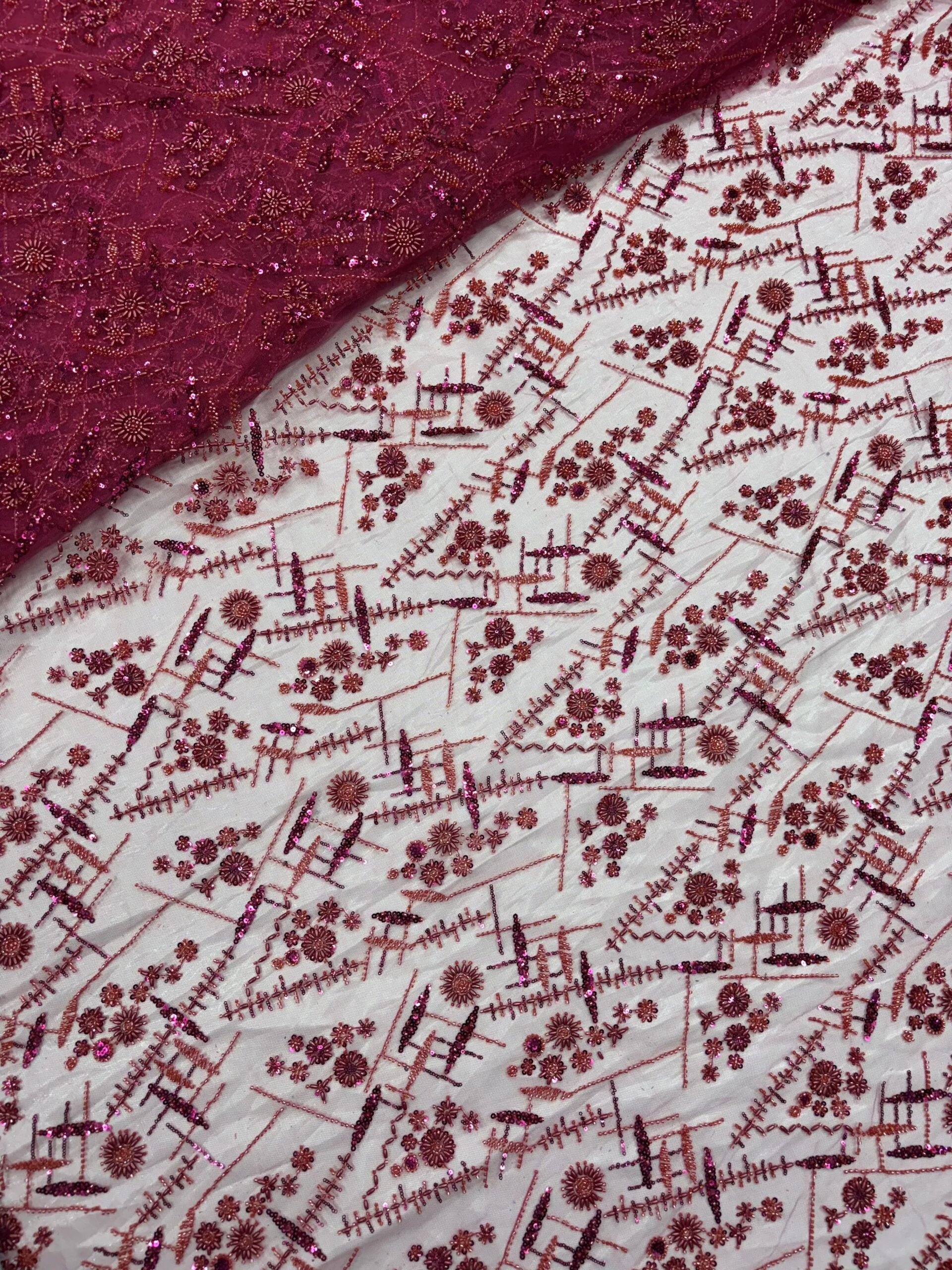 IMG_2879 Sequins, cutdana & ricedana on Net Fabric