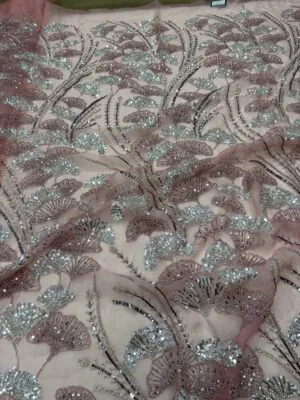 Sequins & cutdana on Organza material